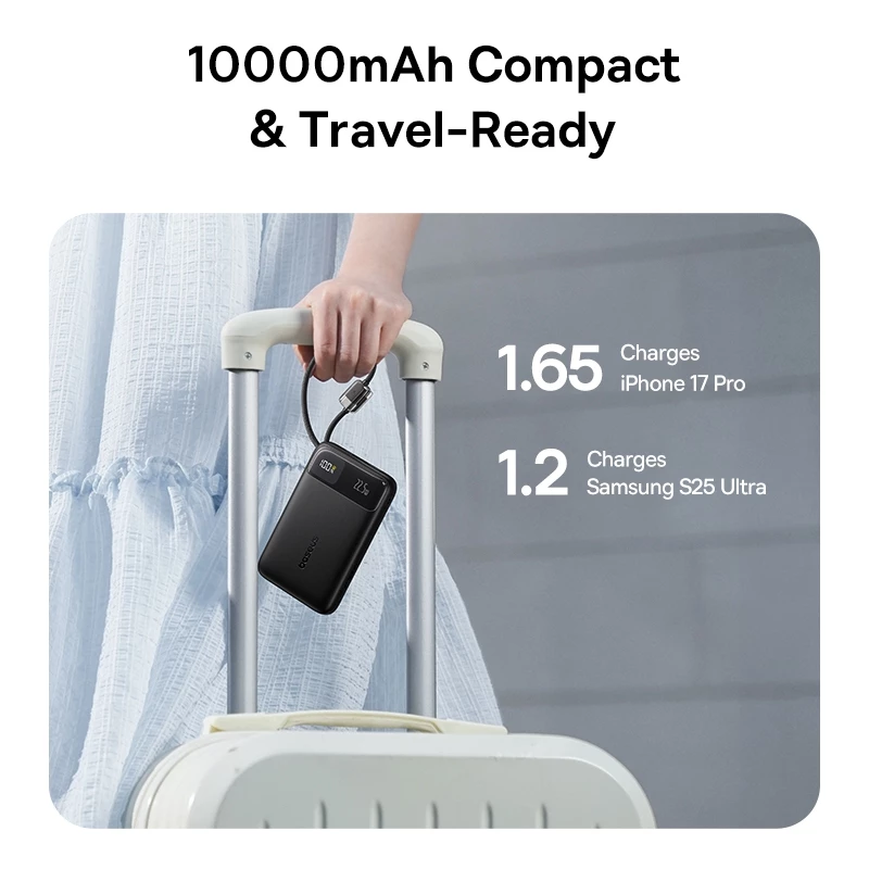 Baseus 22.5W EnerFill FC11 Digital Display Power Bank with Dual Built-in USB-C Cables 10000mAh - Gambar 3