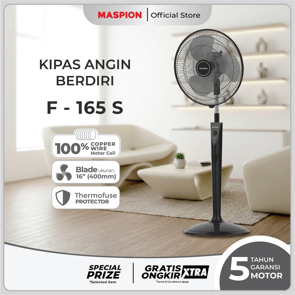 Maspion Stand Fan Kipas Angin Berdiri 16 Inch F-165 S