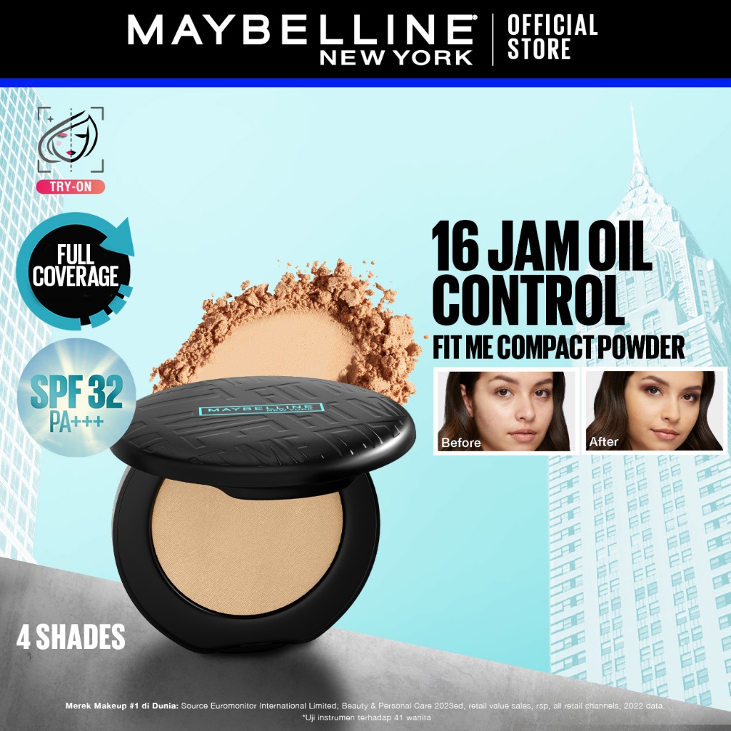 Maybelline Fit Me Matte + Poreless 16 Jam Oil Control Compact Powder Make Up Bedak Padat tahan 16 Jam Superstay Matte Vinyl Hypercurl TWC - Gambar 2