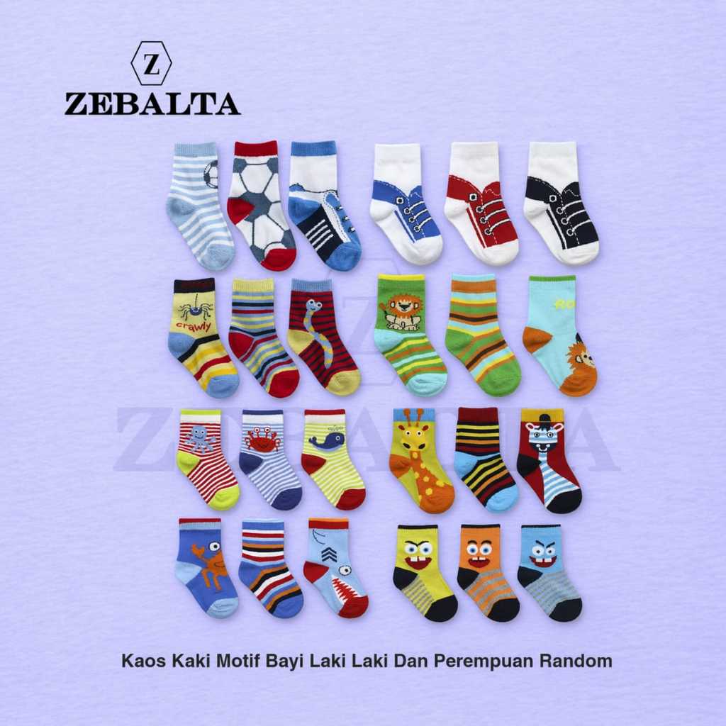 ZEBALTA - Kaos Kaki Motif Bayi Laki Laki Dan Perempuan Random