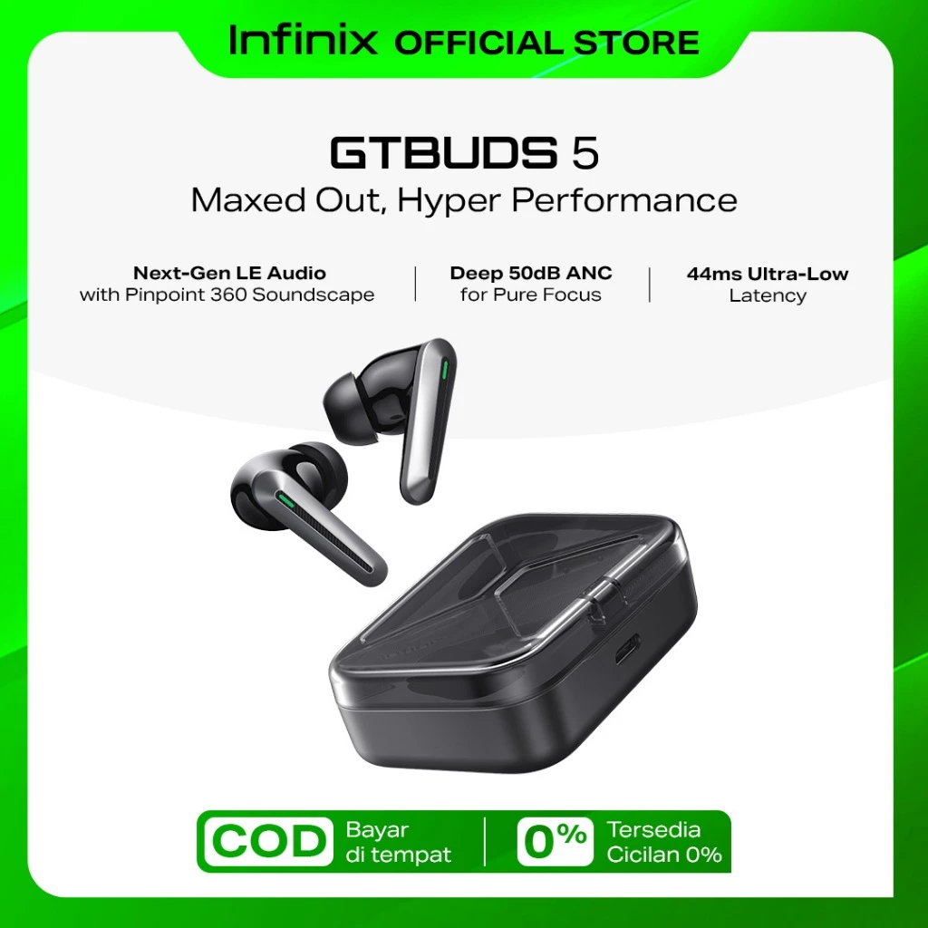 Infinix - TWS XE39 - GTBUDS 5 - Next Gen LE Audio with Pinpoint 360° soundscape - 500 mAh - ANC - IP54
