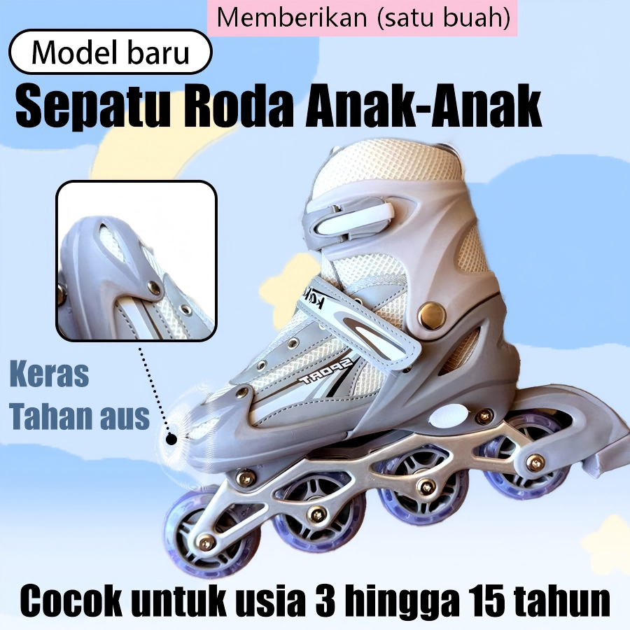 MTG sepatu roda Oxelo/Sepatu Anak Perempuan LED Model Mobil/Bajaj untuk Pemula hingga Dewasa,lampu kedip/tidak licin/anti goyang/lnline skate/star/ukuran dapat disesuaikan/pu/gaya bajaj/mode skateboard - Gambar 4