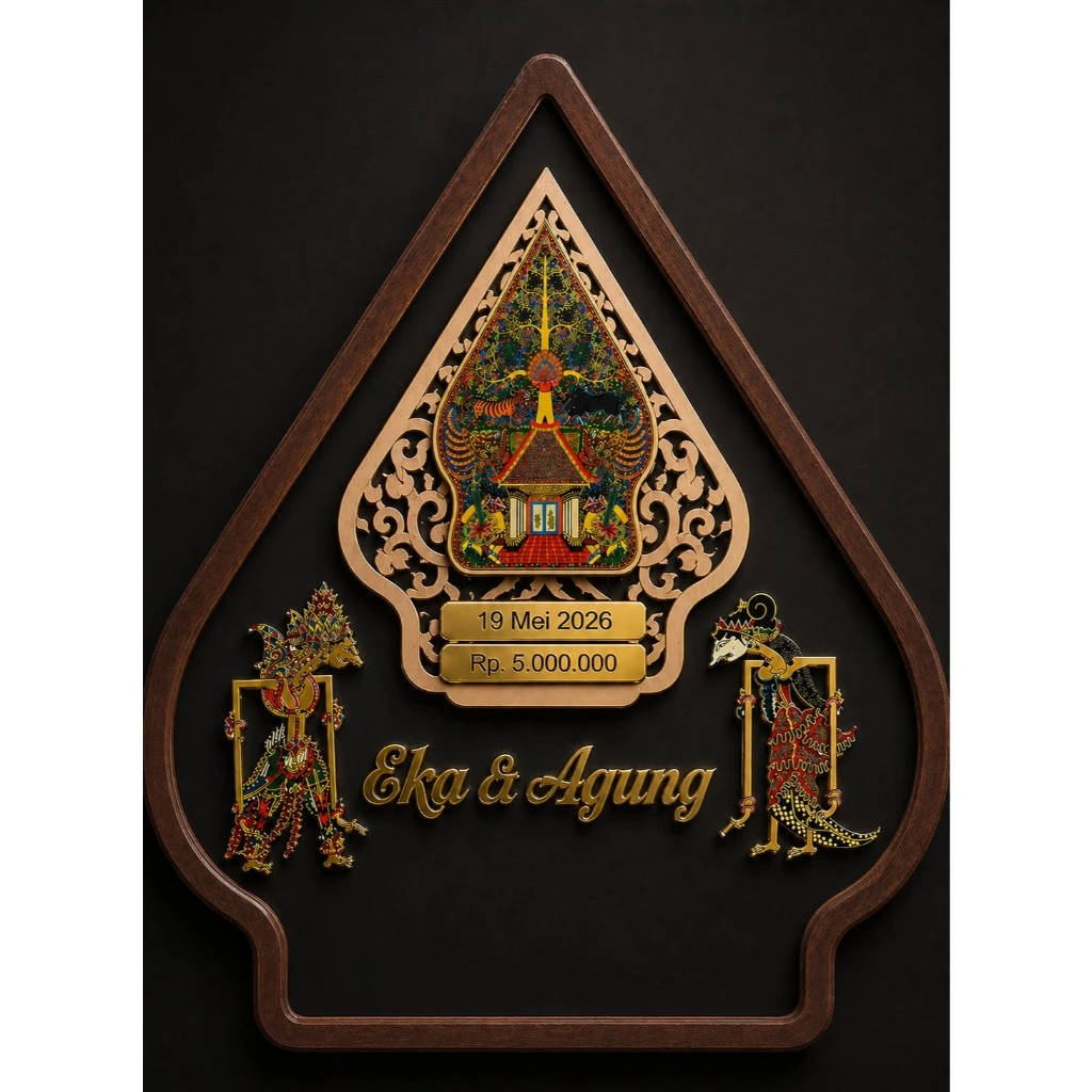 Set Gunungan Wayang Mix Plywood Akrilik Gold (WAJIB BACA DESKRIPSI)