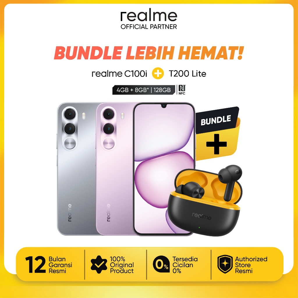 [BUNDLING] realme C100i 4GB/128GB + T200 Lite bundle