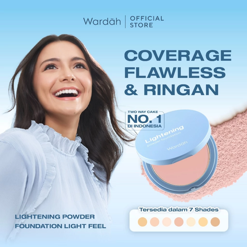 WARDAH TWC Lightening Powder Foundation Light Feel 12g Two Way Cake Bedak Padat Ringan Matte dengan Niacinamide Powder Compact Cushion untuk Skin Cerah Blur Tahan Lama All Skin Type Feel Glad No Cakey All Day Makeup