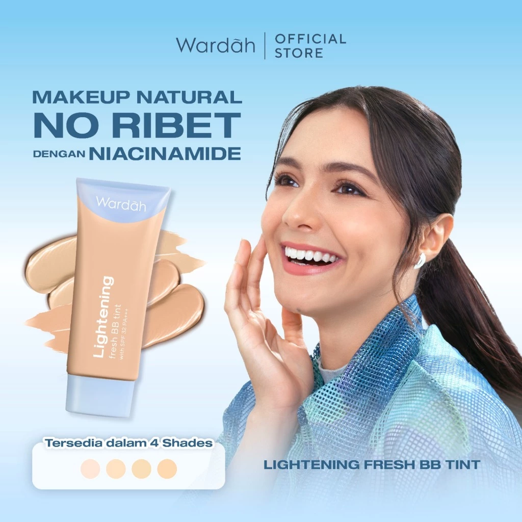 WARDAH BB Tint Lightening Fresh BB Tint 15ml - Base Makeup Super Ringan yang Diformulasikan dengan SPF 32 PA+++ dan Serum Niacinamide Untuk Hasil Makeup Flawless dan Cerah - Foundation - Tahan Air & Keringat - Tahan Lama- Makeup