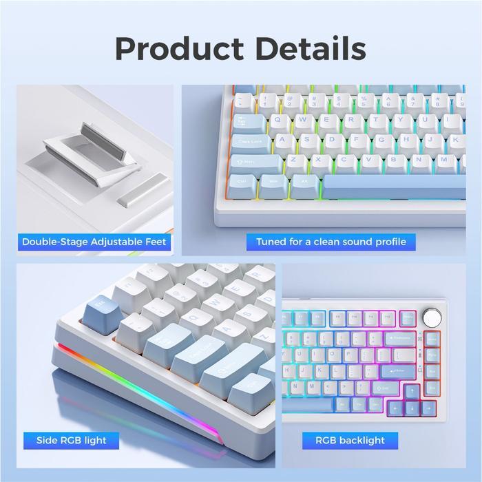 ELEC FOX / ELECFOX Gen-75 / Gen 75 Mechanical Keyboard 75% RGB Gaming Keyboard Tri-mode Connection - Gambar 2