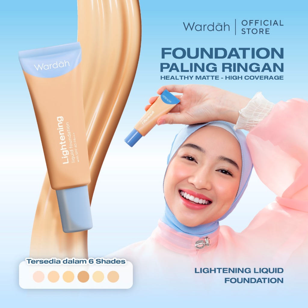 WARDAH Lightening Liquid Foundation 25ml - Base Makeup dengan Skin-Like to High Coverage yang Mengandung SPF 40 PA+++ dan Serum Niacinamide Untuk Hasil Makeup Flawless dan Cerah - Makeup - Foundation - Bedak - Cushion - Foundation Anti Longsor - Gambar 2