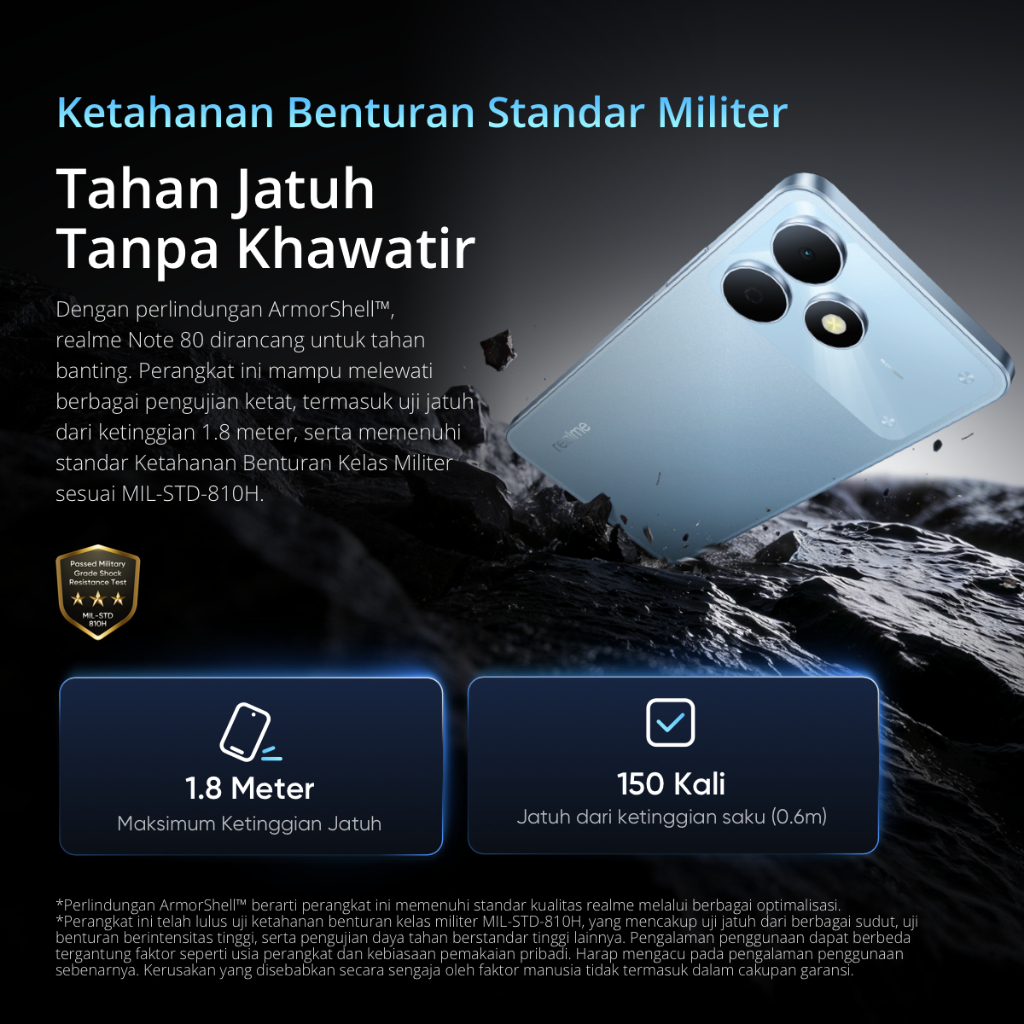 realme Note 80 4GB+64GB (Desain Tangguh | 6300mAh Baterai | Proteksi ArmorShell | Jaminan Lancar Hingga 48-bulan | IP54) - Gambar 4