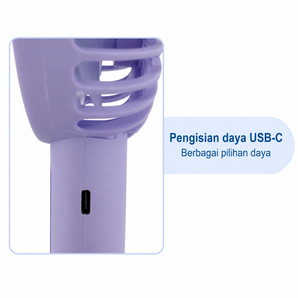 Kipas Mini Fan Portable Handled 3 Wind Speed Charging Cooling Usb Fan Electric Rechargeable Desk Fan - Gambar 3