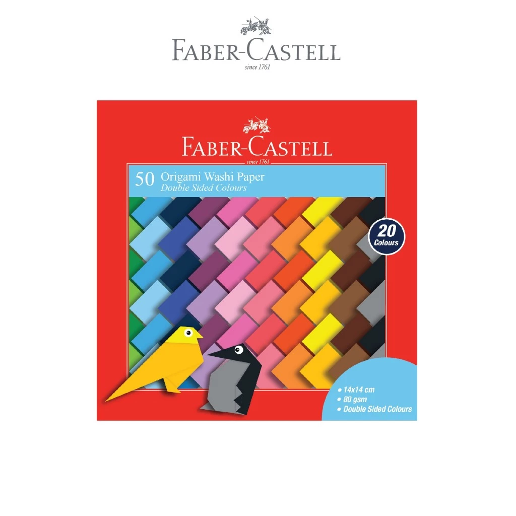 Faber-Castell ORIGAMI WASHI PAPER DOUBLE SIDED COLOURS - 50 SHEETS - 20 WARNA - Gambar 3