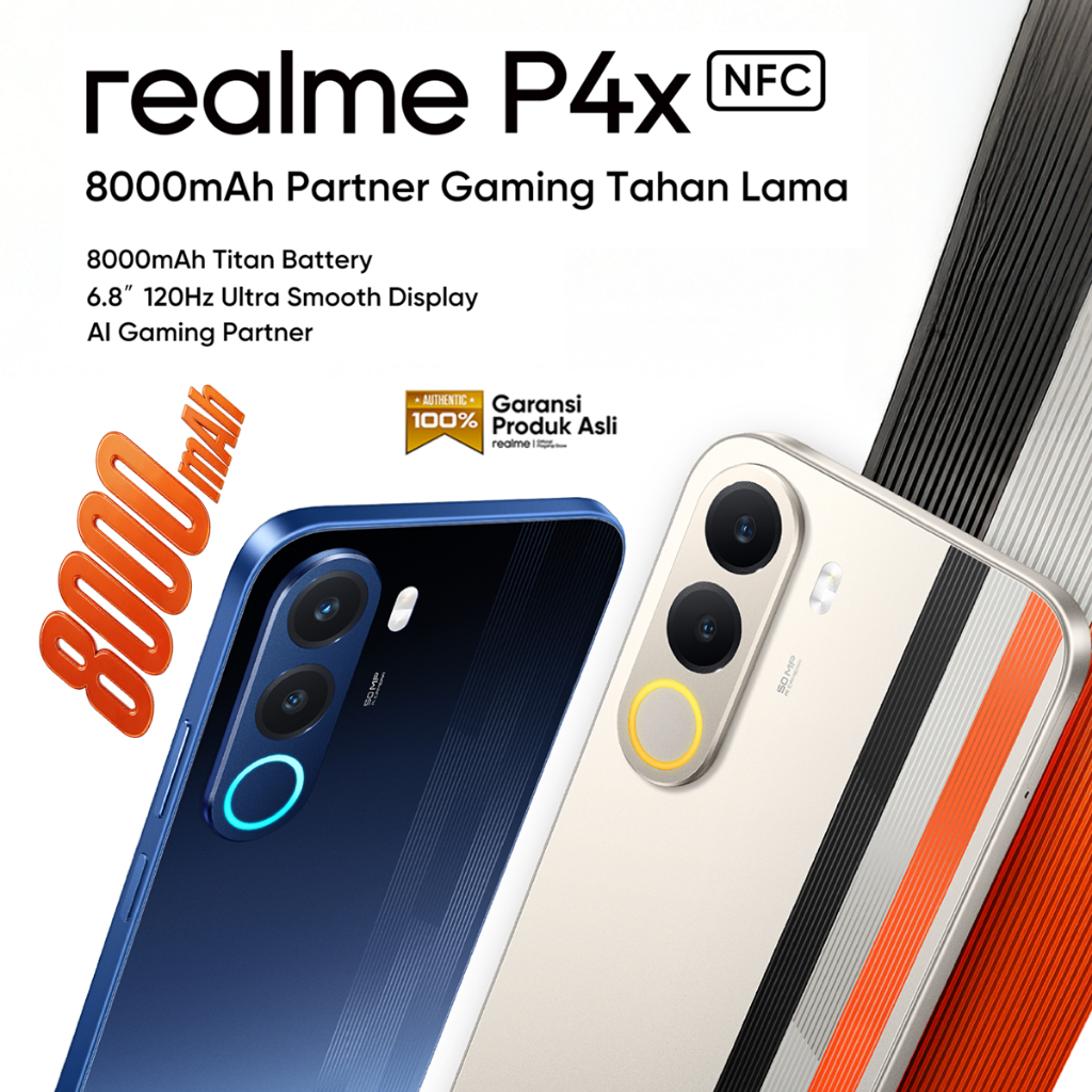 realme P4x 6GB+12GB*|128GB (8000mAh Baterai Besar dan Awet | Layar 120Hz Performa Lancar | AI Gaming Partner | Performa Lancar 48 Bulan) - Gambar 2