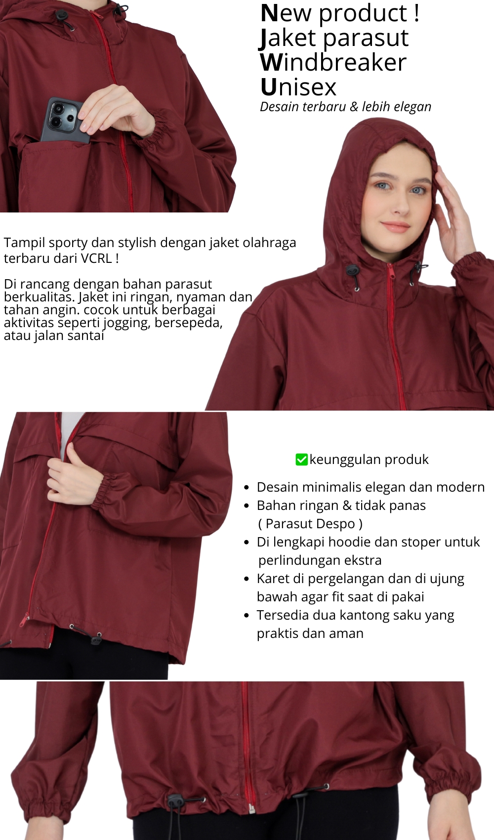 VCRL Parachute Windbreaker Jacket for Women and Men, Premium Despo ...
