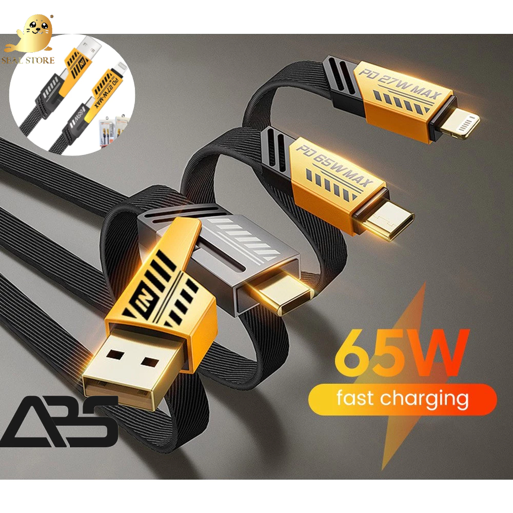 Seal 4 in 1 Convertible Metal Fast Data Cable, Braided Cable 65W 3.9ft ...