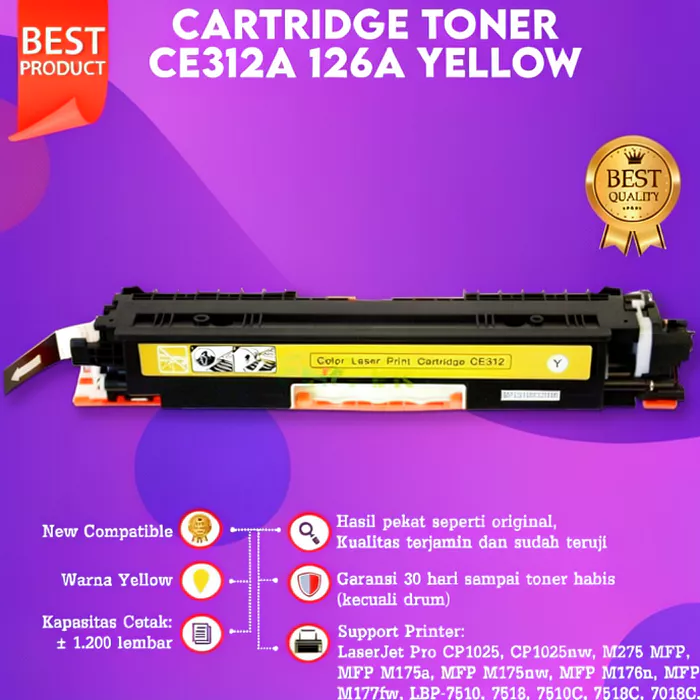 FixPrint Cartridge Toner Compatible Xantri 126A CE310A CE311A CE312A CE313A Kompatible Dengan HP Printer CP1025 M177fw 126A, 130A, Canon 329, Canon 729 - Gambar 2