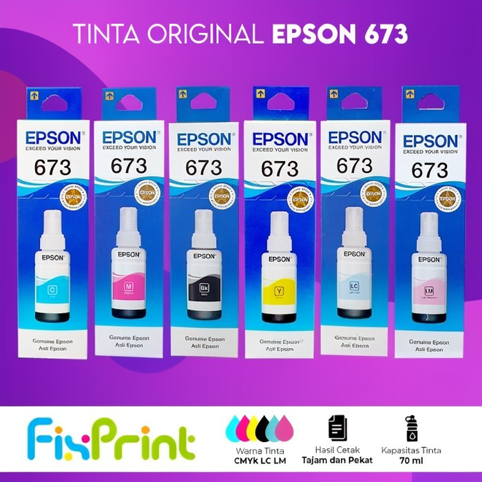 FixPrint Tinta Printer Epson Original 003 664 001 774 005 008 673 Black Color Hitam Warna Cyan Magenta Yellow T664 - Gambar 2
