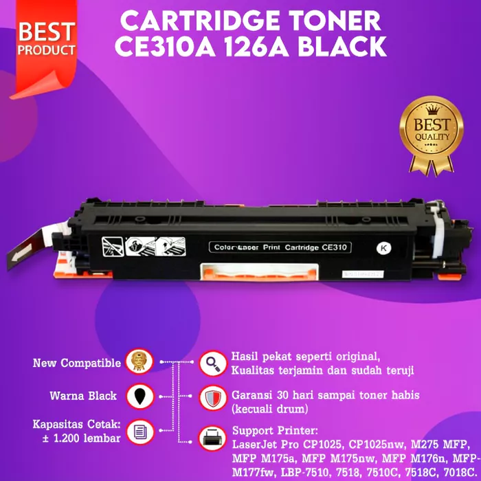 FixPrint Cartridge Toner Compatible Xantri 126A CE310A CE311A CE312A CE313A Kompatible Dengan HP Printer CP1025 M177fw 126A, 130A, Canon 329, Canon 729 - Gambar 4