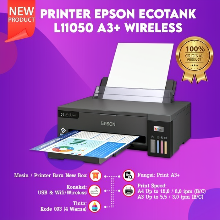 FixPrint Printer Epson L11050 L4360 L8050 L6490 L5290 L6390 A3+ Wireless Pengganti Printer L1300 L4260 EcoTank A4 Wi-Fi Duplex All-in-One Ink Tank Wireless A4 A3 Fax ADF