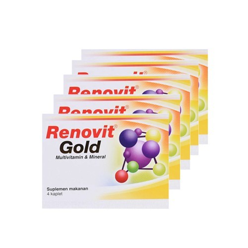 (1 Strip) Renovit Gold per Strip isi 4 Kaplet/Multivitamin/Daya Tahan Tubuh/Lansia - Gambar 2