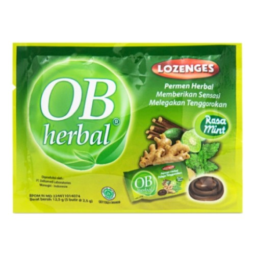 OB HERBAL LOZENGES MINT 2.5GR / PERMEN IOBAT BATUK/ PERMEN TENGGOROKAN - Gambar 2