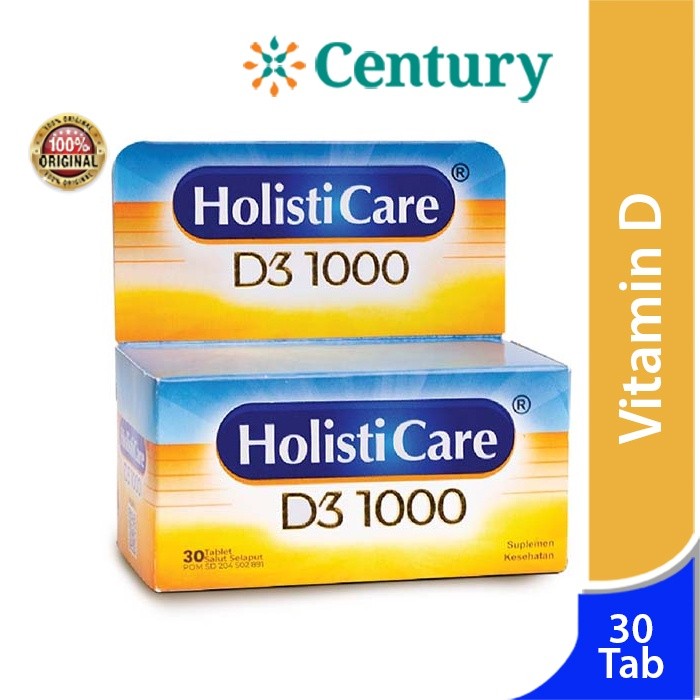 Holisticare D3 1000 IU 1 botol isi 30 Tablet/Vitamin D/Daya Tahan Tubuh/Imunitas/Suplemen Tulang