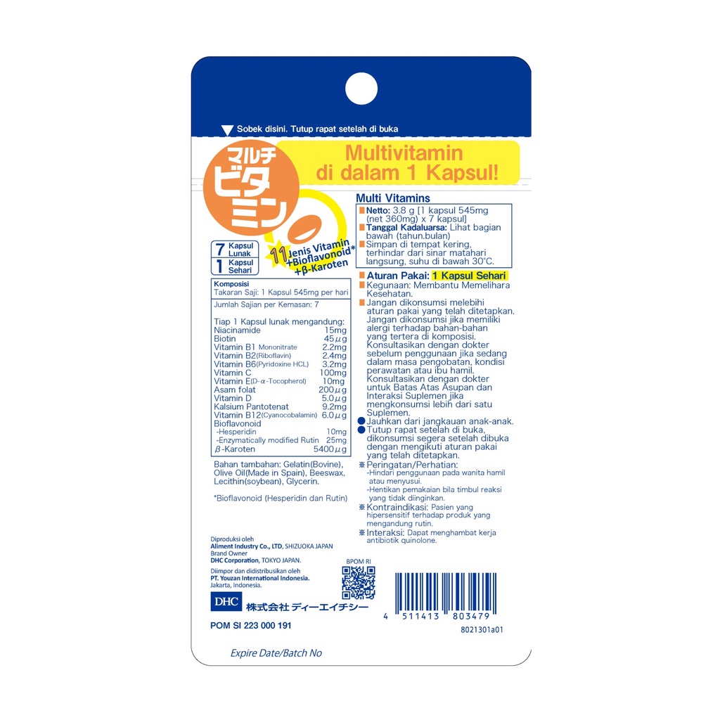 DHC Multivitamin 7 Kapsul Lunak / Suplemen Kesehatan/mineral - Gambar 3