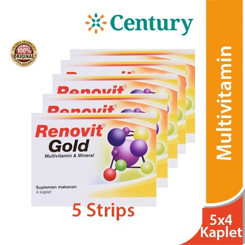 (1 Strip) Renovit Gold per Strip isi 4 Kaplet/Multivitamin/Daya Tahan Tubuh/Lansia