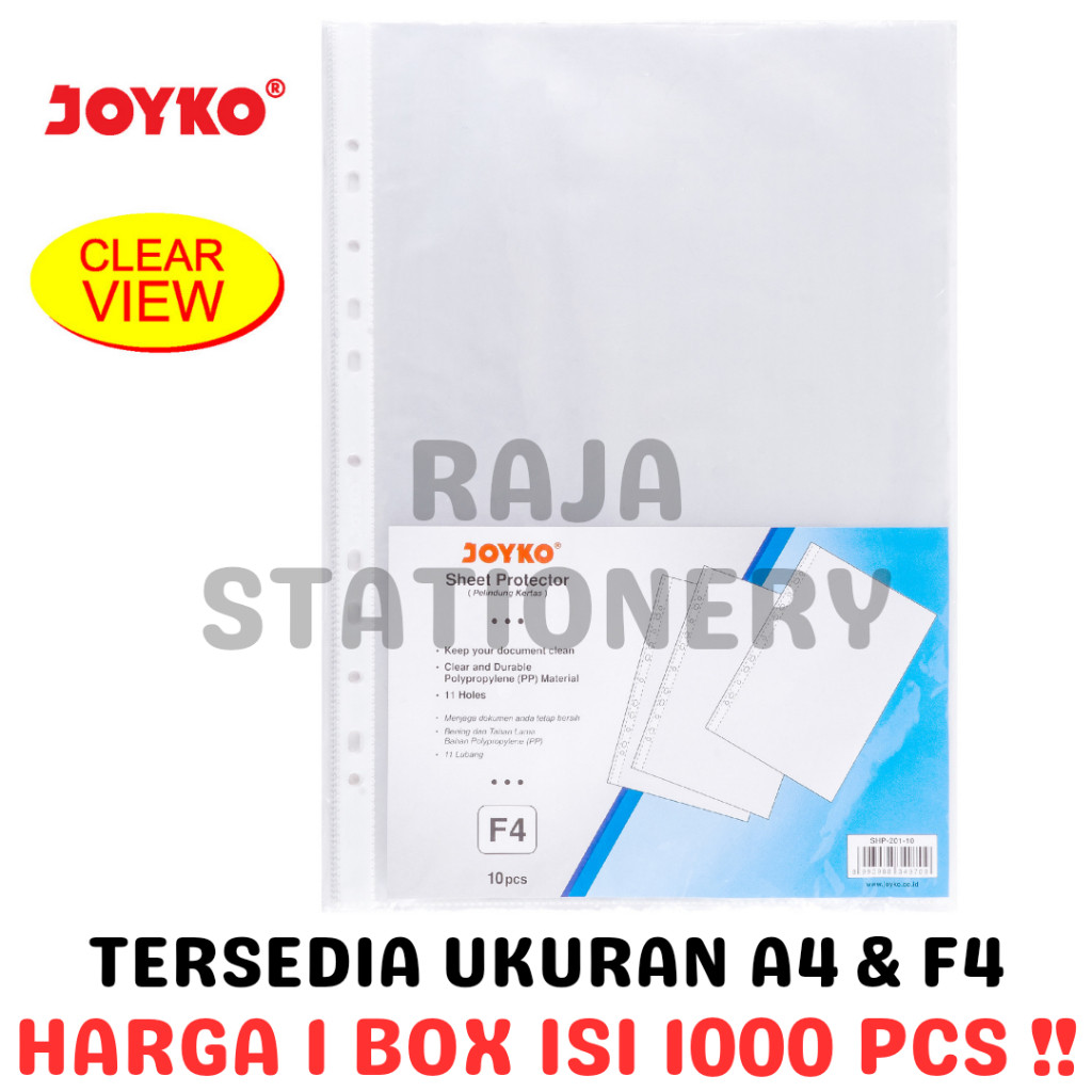 JOYKO SHEET PROTECTOR A4 F4 PLASTIC PP POCKET A4 F4 FILE FOLDER FOLIO ...