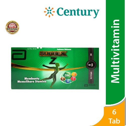 Surbex Z Tablet 1 strip isi 6 Tablet/Multivitamin dan Mineral