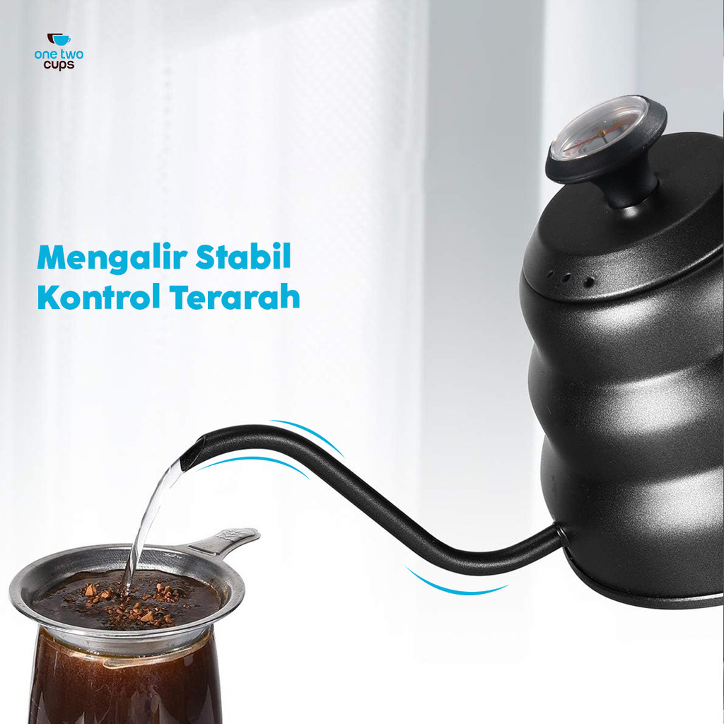 One Two Cups Teko Kopi Leher Angsa Thermometer Pour Over Kettle 1L - PRF12 - Gambar 2