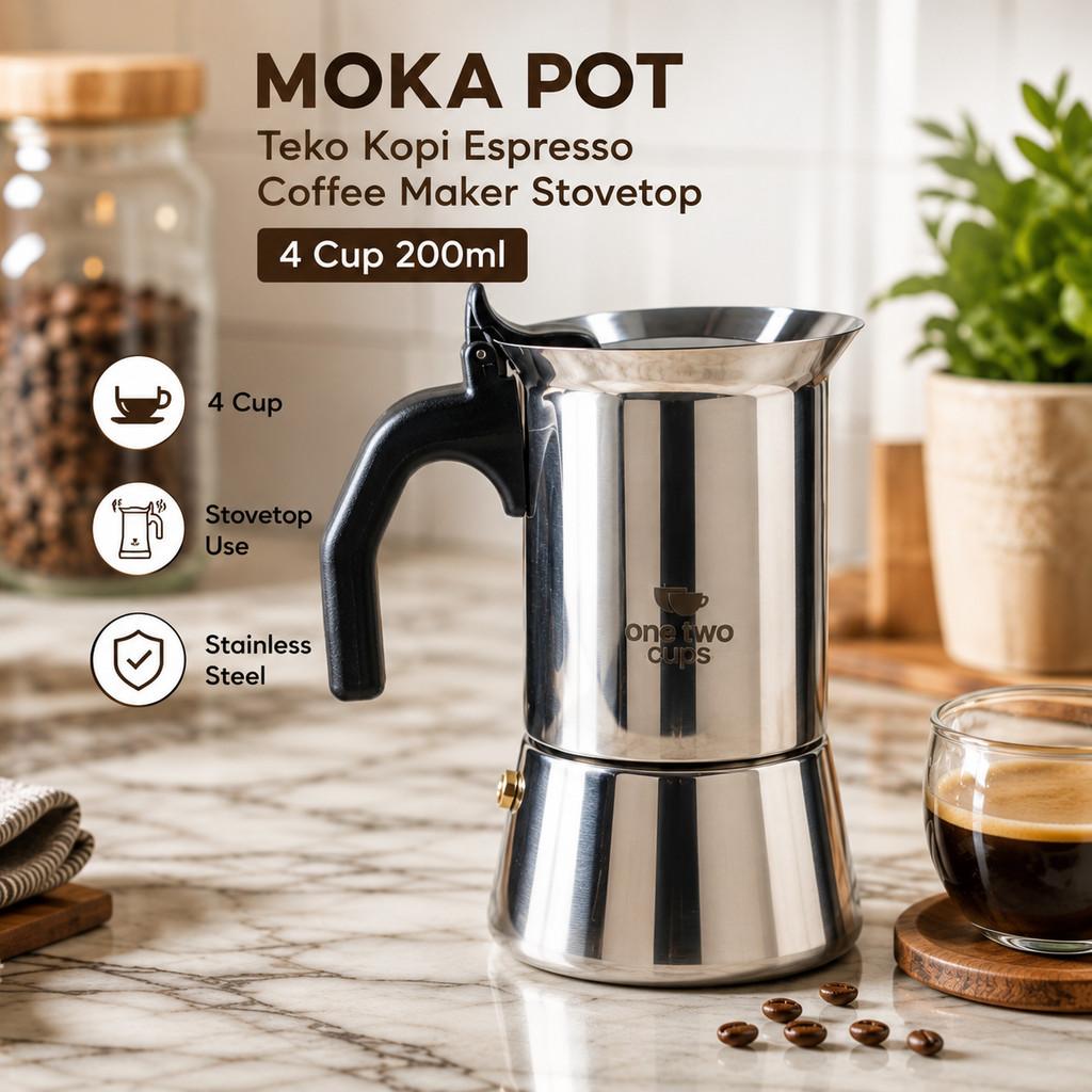 COD [GRATIS ONGKIR] One Two Cups Moka Pot Teko Kopi Espresso Coffee Maker Stovetop - Z65