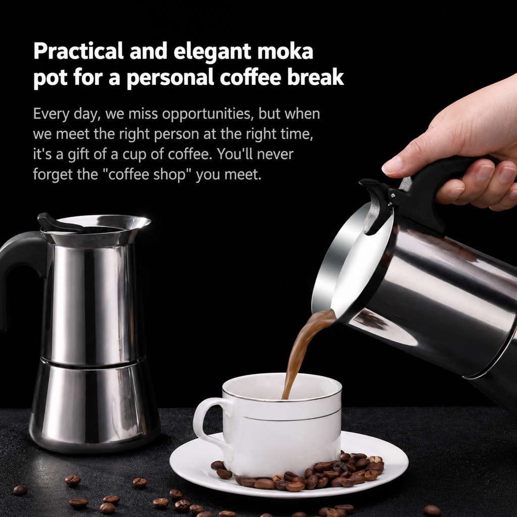 COD [GRATIS ONGKIR] One Two Cups Moka Pot Teko Kopi Espresso Coffee Maker Stovetop - Z65 - Gambar 3
