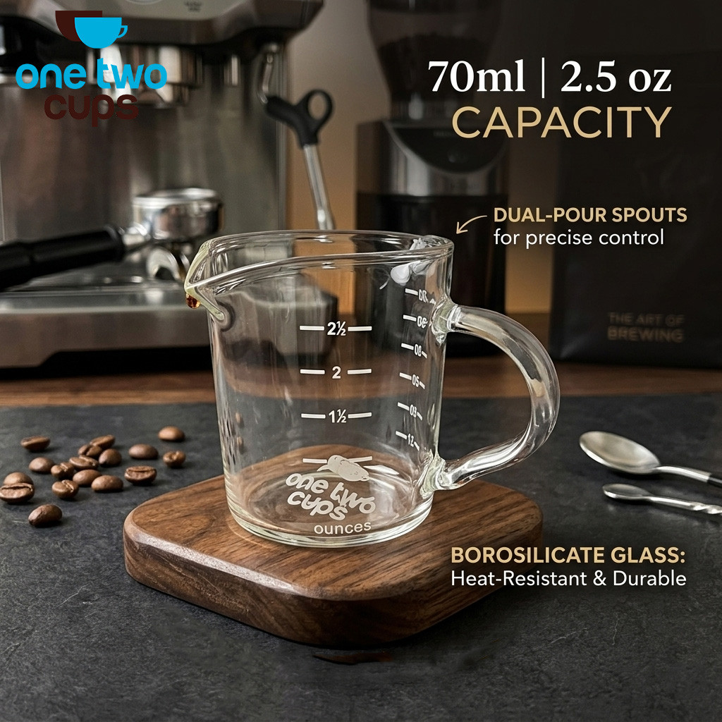 COD [GRATIS ONGKIR] One Two Cups Teko Cangkir Gelas Kopi Takaran Tahan Panas 70ml - A00313