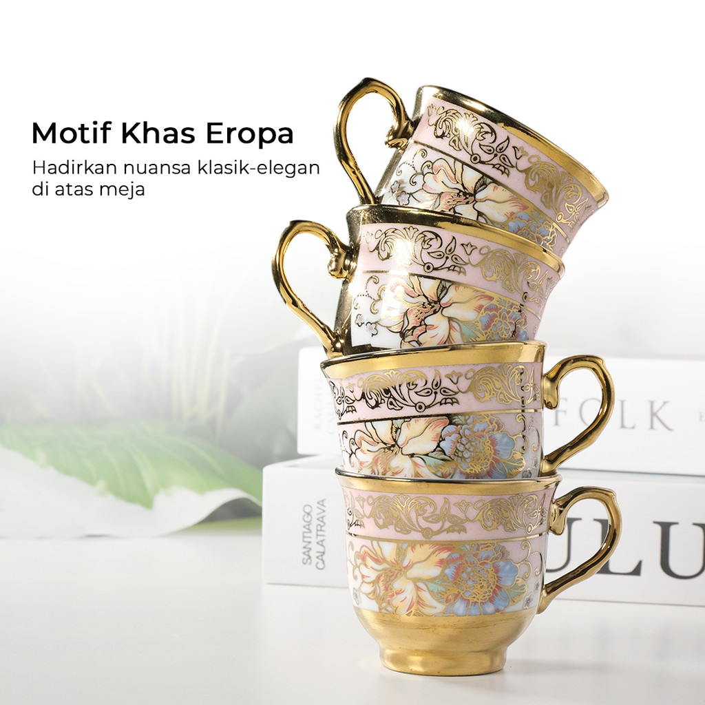 SUNFILI Set Teko Cangkir Keramik Kopi 1 Teapot 4 Cup European Style - JJ35 - Gambar 3