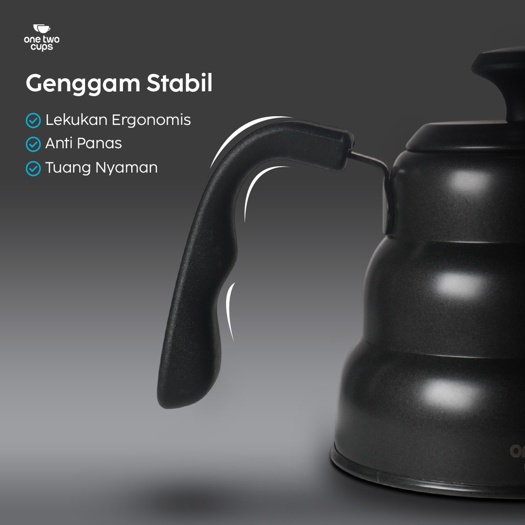 One Two Cups Teko Kopi Leher Angsa Thermometer Pour Over Kettle 1L - PRF12 - Gambar 3