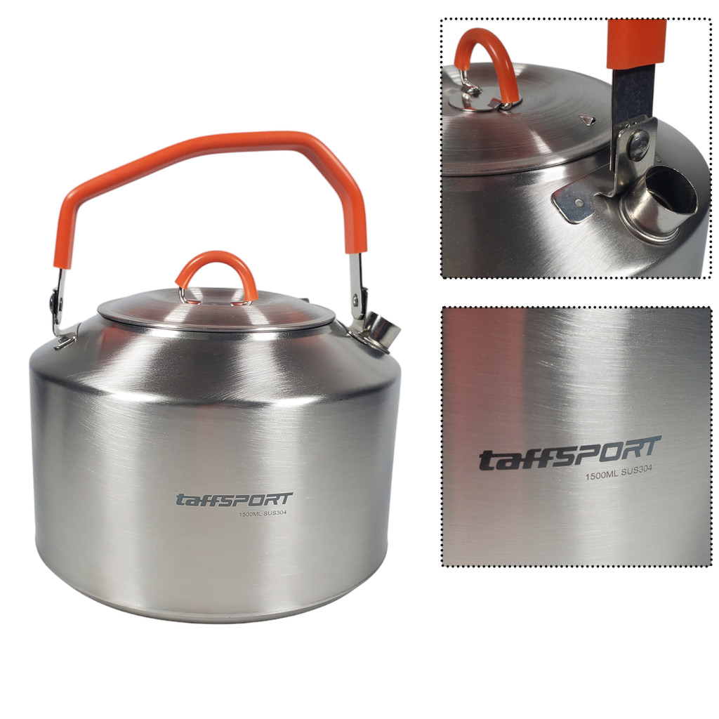 TaffSPORT Teko Camping Outdoor Teapot Kettle Stainless Steel - HWSH1.5 Warna Silver Dimensi 1.5L - Gambar 2