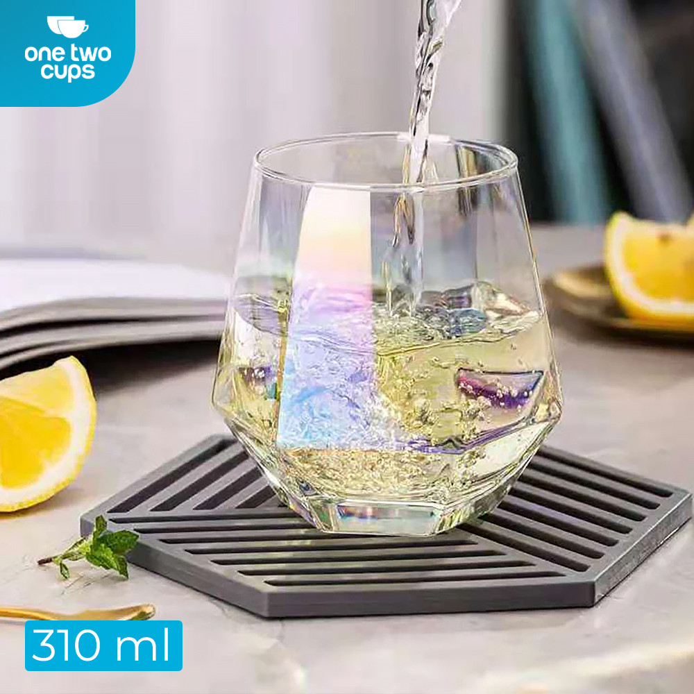 ORI One Two Cups Aesthetic Glass Coffee Tea Diamond Crystal Glass 310ml ...