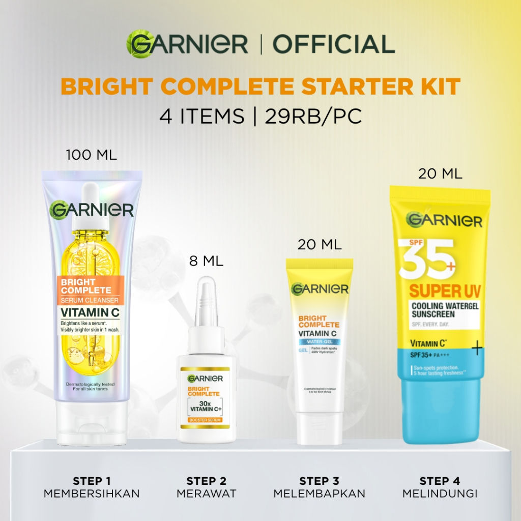 [Paket Skincare Pemula] Garnier Starter Kit Isi 4 Hanya 100 ribu Bright Complete Anti Acne / Untuk kulit berjerawat / Brightening / Removes Skin Blemishes - Gambar 4