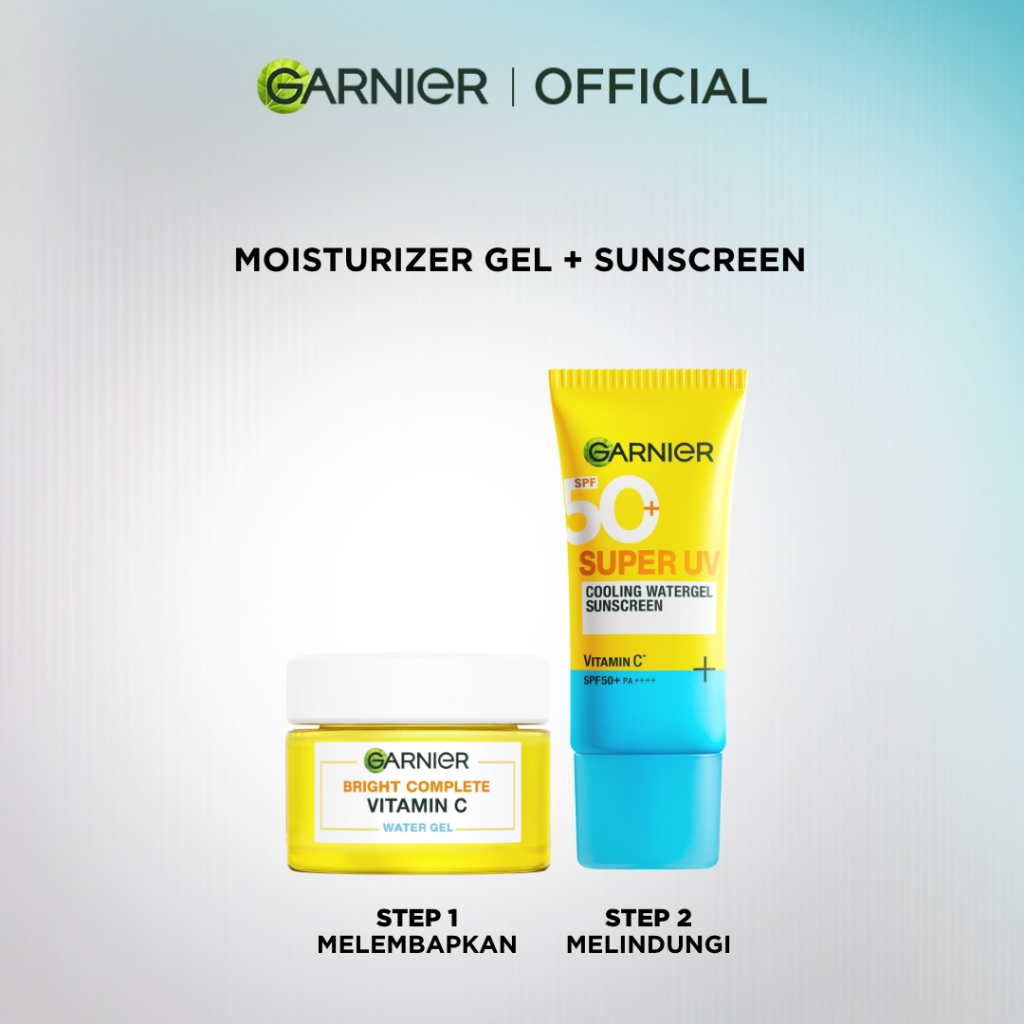GARNIER Paket Skincare Set 2pc 3pc 5pc / Paket Hemat Super UV Cooling Watergel Sunscreen, Serum Wash Cleanser Moisturizer Gel Super UV Sunscreen SPF - Gambar 4