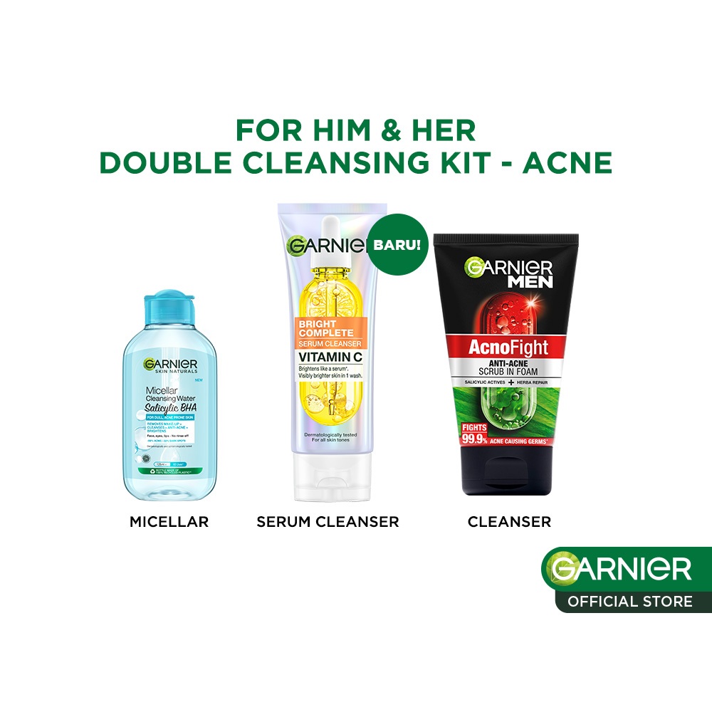 GARNIER MEN Paket Skincare Pria Lengkap Isi 2pcs 3pcs Men Face Care - Micellar Water Face Wash Serum Cleanser Moisturizer Gel Sunscreen - Gambar 3