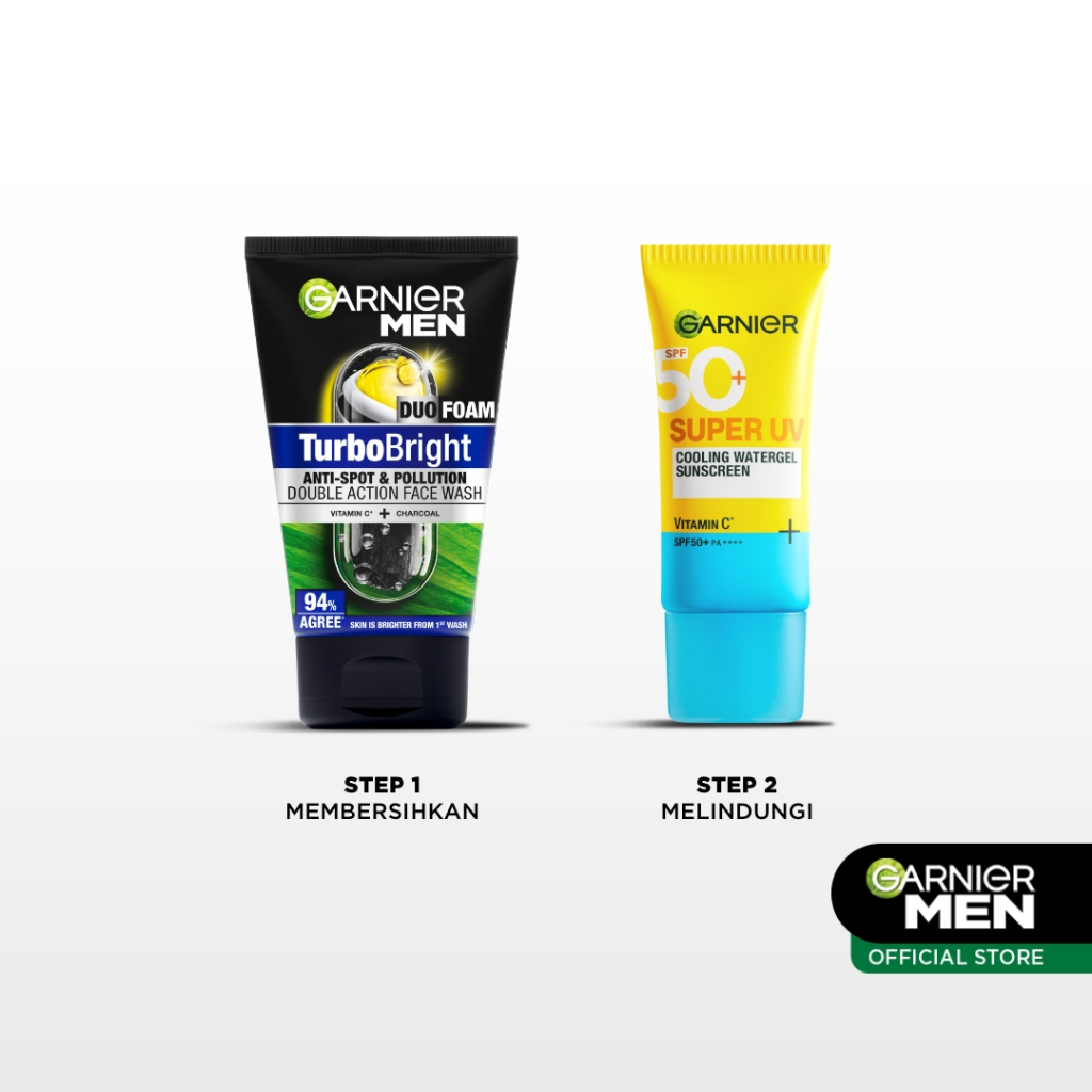 [PAKET HEMAT ISI 2] GARNIER Men Value Skincare Set / Face Wash + Sunscreen SPF 50 PA ++++ / Moisturizer Serum Brightening Sabun Cuci Muka Pria Facial Wash Foam - Gambar 4