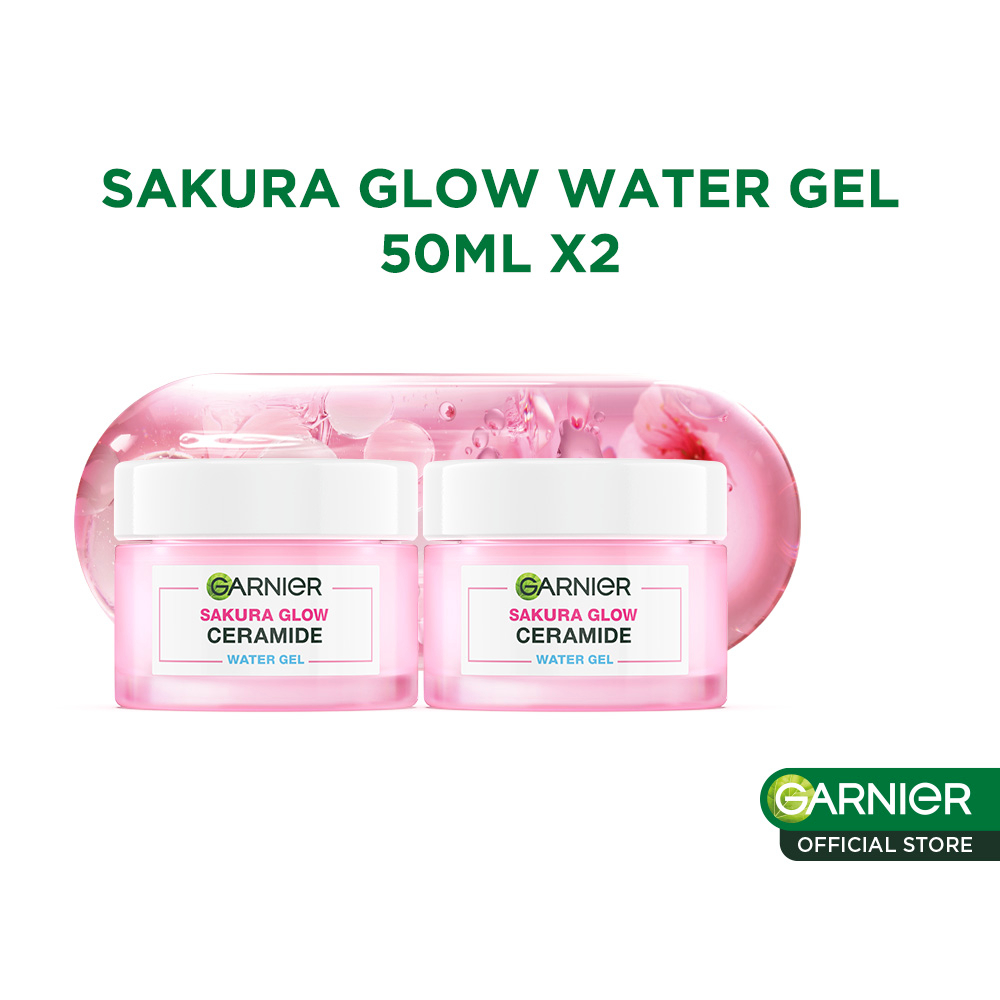 [PAKET HEMAT ISI 2] GARNIER Sakura Glow Ceramide Barrier Moisturizer Gel 50ml Skincare Water Gel Pelembab Ringan mencerahkan tone up pelembab wajah cream pemutih wajah glowing cepat - Gambar 2