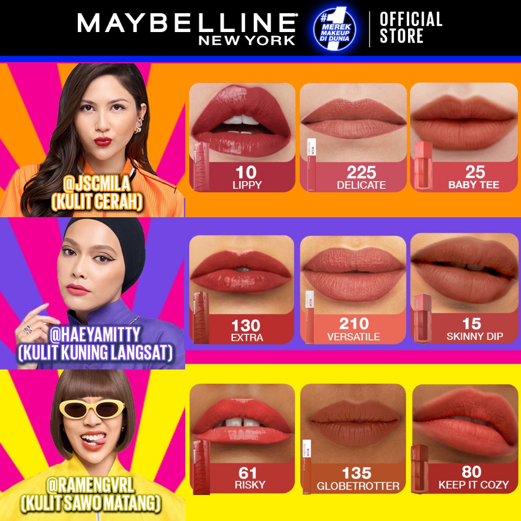 MAYBELLINE OFFICIAL Superstay Lip Bundle Superstay Matte Ink + Superstay Vinyl Ink + Superstay Teddy Tint / Liquid Long Lasting Waterproof Matte Lipstick Lipcream Make Up Transferproof - Gambar 4