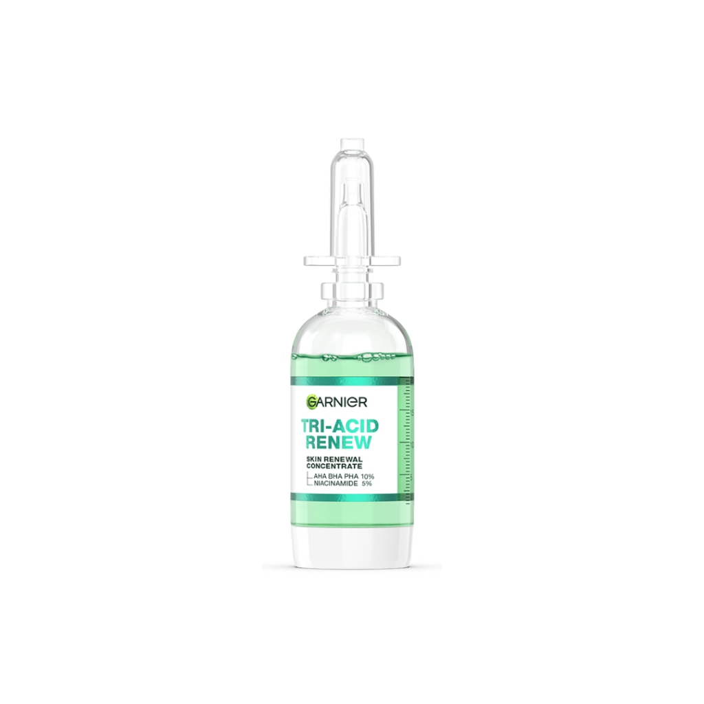 GARNIER Tri Acid Renew Peeling Serum Exfoliasi Wajah - Glass Skin AHA BHA PHA 10% Niacinamide 5% Skincare Exfoliating Renewal Concentrate kulit ideal daily safe for sensitive skin exfoliant serum mencerahkan wajah - Gambar 2