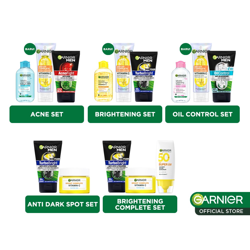 GARNIER MEN Paket Skincare Pria Lengkap Isi 2pcs 3pcs Men Face Care - Micellar Water Face Wash Serum Cleanser Moisturizer Gel Sunscreen - Gambar 2