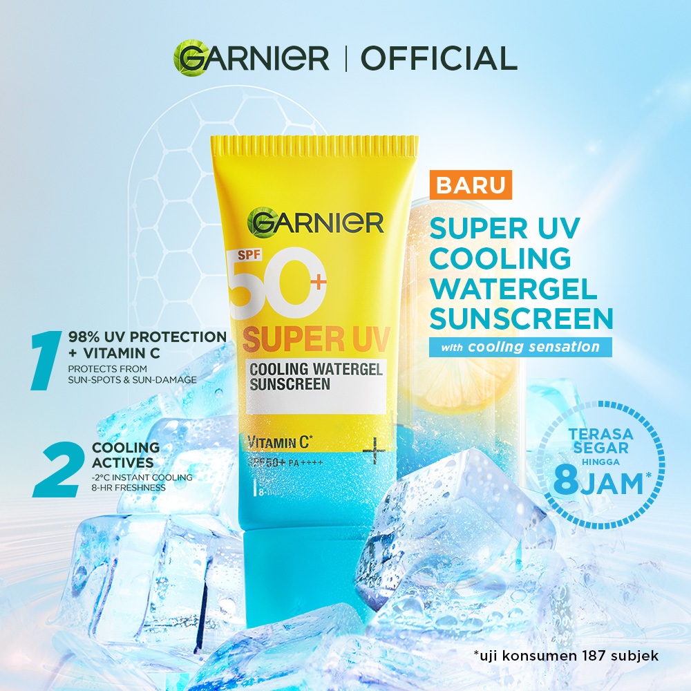 GARNIER Paket Skincare Set 2pc 3pc 5pc / Paket Hemat Super UV Cooling Watergel Sunscreen, Serum Wash Cleanser Moisturizer Gel Super UV Sunscreen SPF