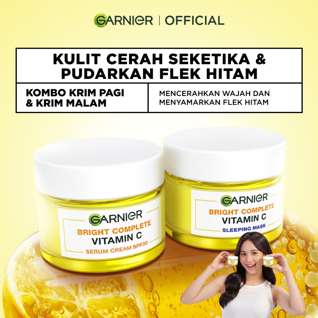 (PAKET HEMAT ISI 2) Garnier Perfect Simple Set Day Cream & Night Cream 50 ml Krim Siang & Krim Malam Mencerahkan Bundle Paket Skincare 1 set lengkap moisturizer tone up Untuk Kulit Cerah & Glowing pelembab wajah cream pemutih wajah glowing cepat