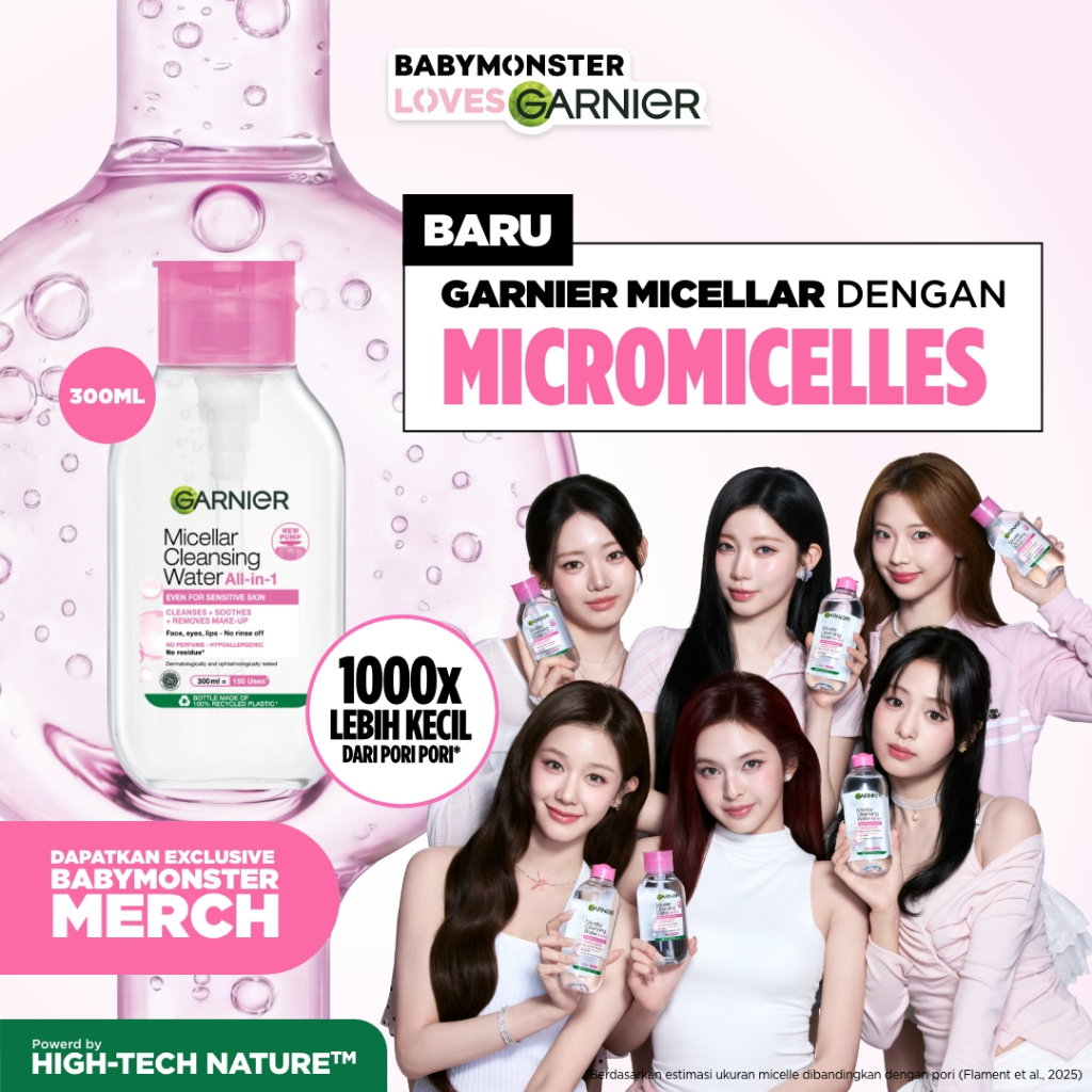 [BARU PUMP] Garnier Micellar Water 300ml All VARIANT Acne Skincare Cleansing Oil Pembersih Wajah Makeup Remover Brightening Clear Skin Micellar Cleansing Water