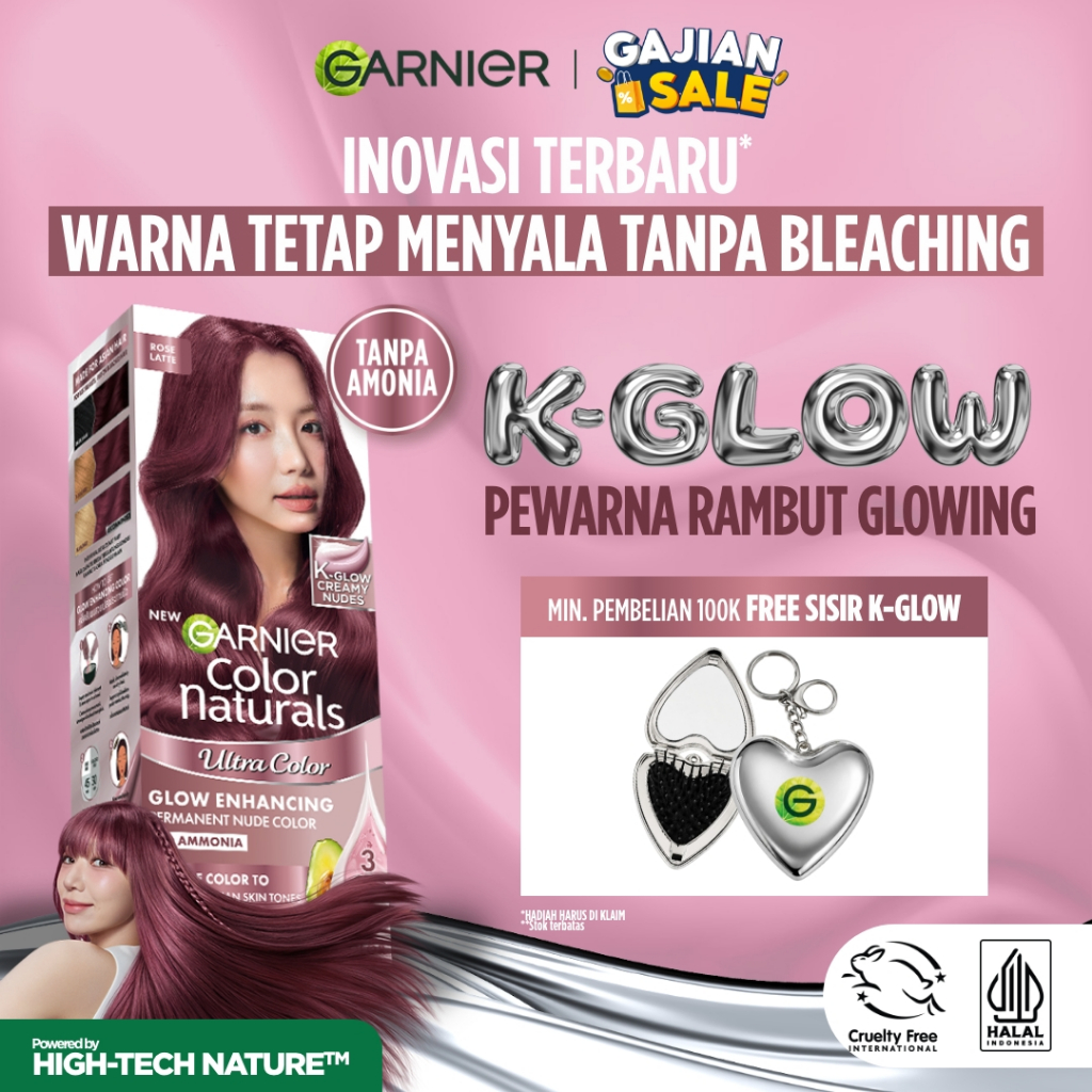 [SEMUA WARNA] GARNIER Hair Colour Color Naturals K-glow Big Kit 105ml 1pcs Pewarna Rambut Permanen Cat Rambut Tanpa Amonia Ultra Color Ash Blonde Garnier Hair Color Pewarna Rambut Permanent Tutup Uban Hitam Alami Semir Rambut
