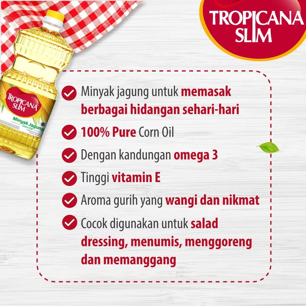 Twin Pack - Tropicana Slim Minyak Jagung 946 ml - Minyak Goreng 100% Pure Corn Oil Pilihan Lebih Baik untuk Pola Hidup Seimbang - Gambar 2